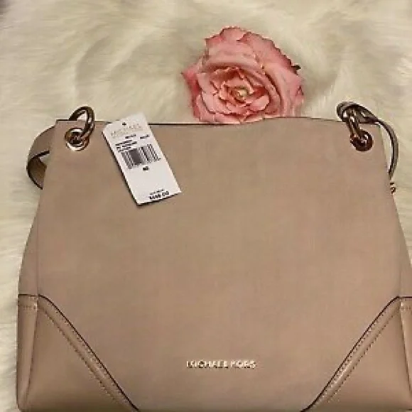 Michael Kors - Nicole Medium Leather Shoulder Bag - Ballet - Picture 9 of 12